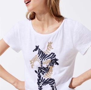 FIRM》SAFARI》NWT LOFT Embroidered Zebra Burnout Tee